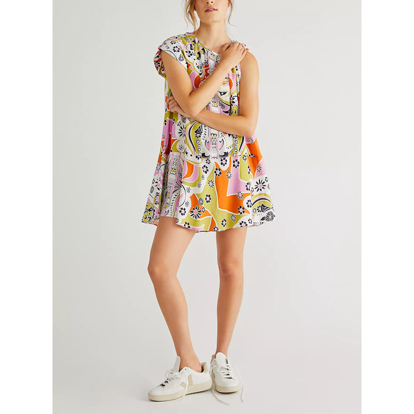 Free People Dresses & Skirts - Free People 'Strawberry Fields' Pink Viscose Mini Dress Size S